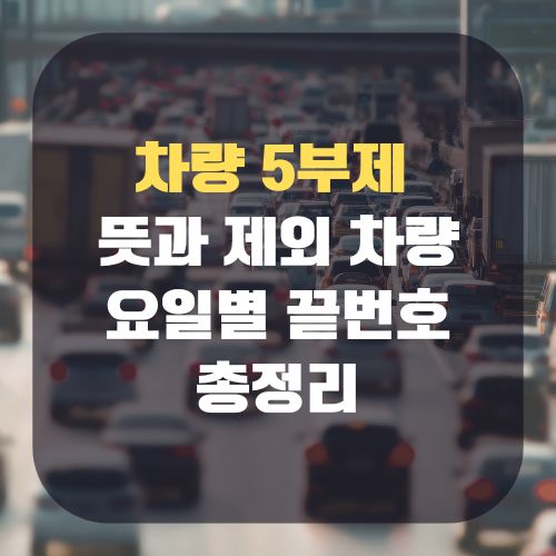 차량 5부제 뜻과 제외 차량 요일별 끝번호 알아보기