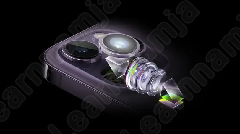 잠망경 카메라가 장착된 아이폰 목업