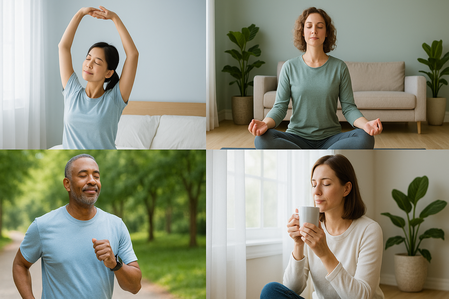 자율신경 균형을 위한 생활 리듬 조절을 실천하는 사람들의 모습
