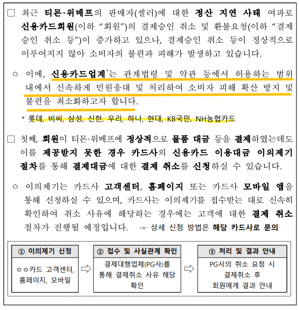 여신금융협회 신용 카드 취소 안내