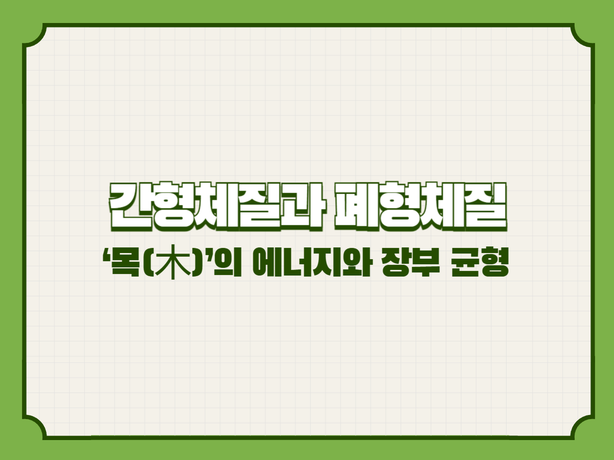 간형체질과 폐형체질 &ndash; &lsquo;목(木)&rsquo;의 에너지와 장부 균형
