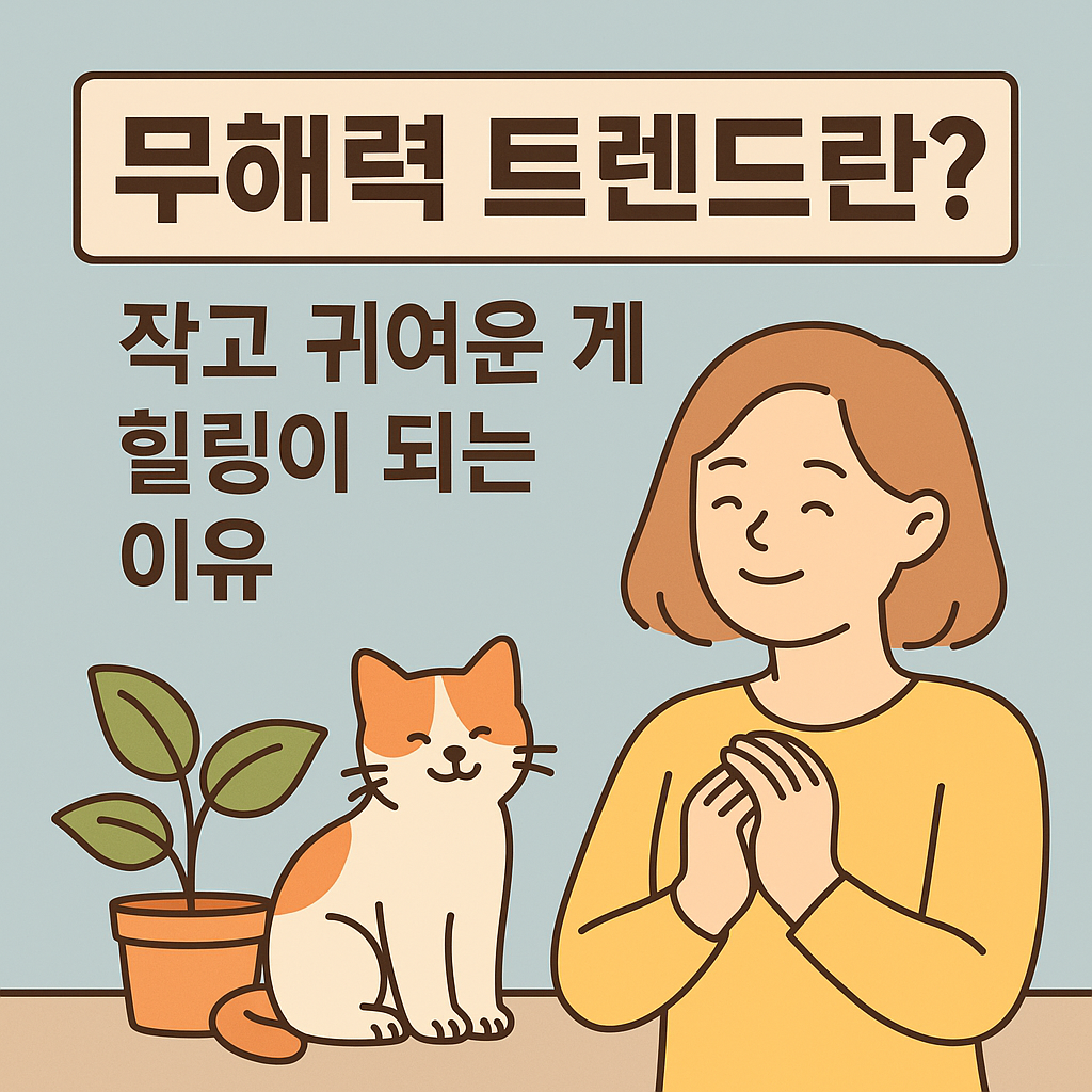 무해력 트랜드란 글귀와 강아지와 사람이 무해한 것을 표현한 사진