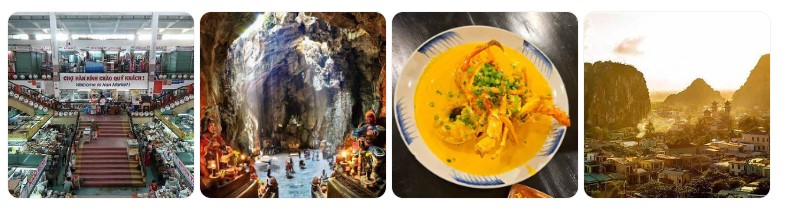 다낭의 한시장과 오행산, 전통 해산물 요리 및 현지 마을 풍경을 담은 베트남 문화 체험 이미지