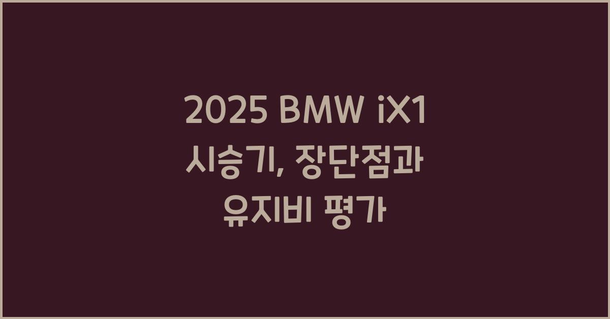 2025 BMW iX1 시승기 제원 연비 장단점 유지비 오너평가