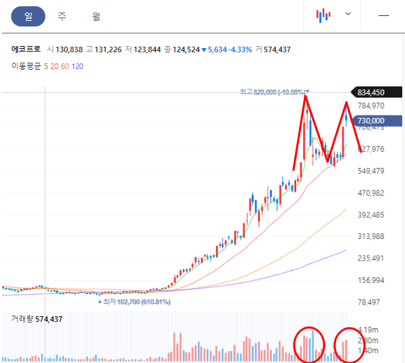 에코프로 일봉차트