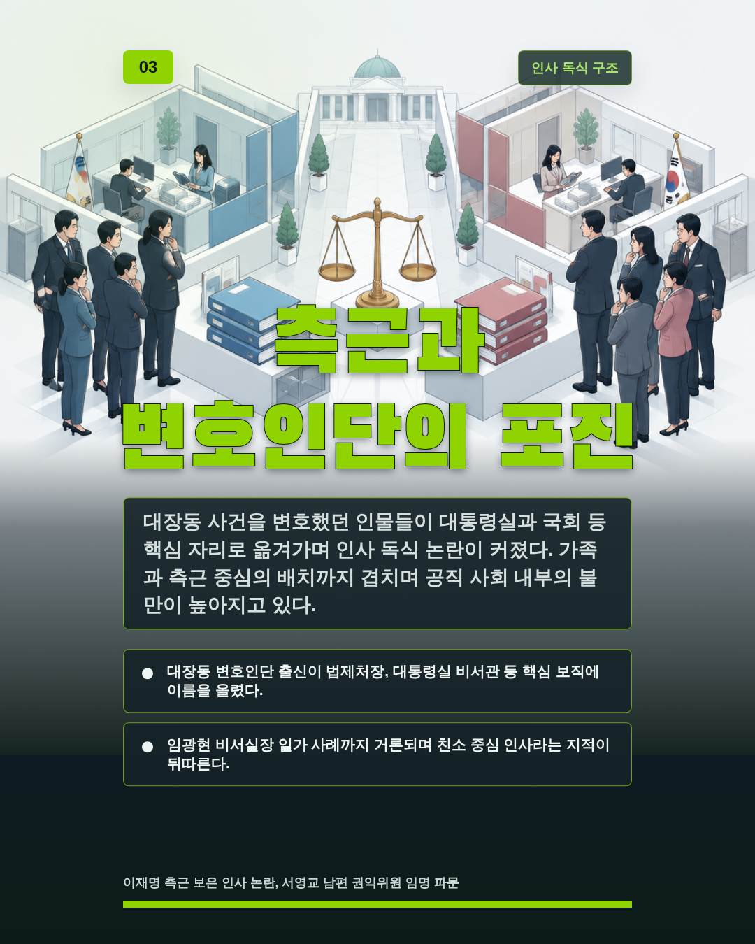 측근과 변호인단의 포진