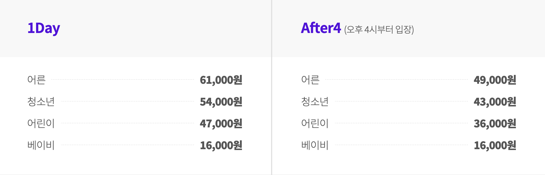 롯데월드 어드벤처 이용요금