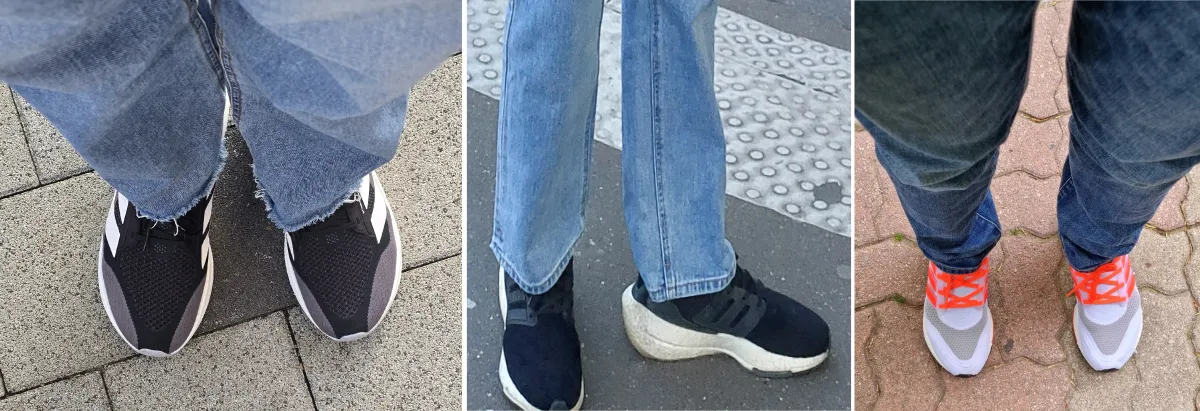 세가지 신발을 다 이어 붙여서 비교하기 좋게 만든 사진