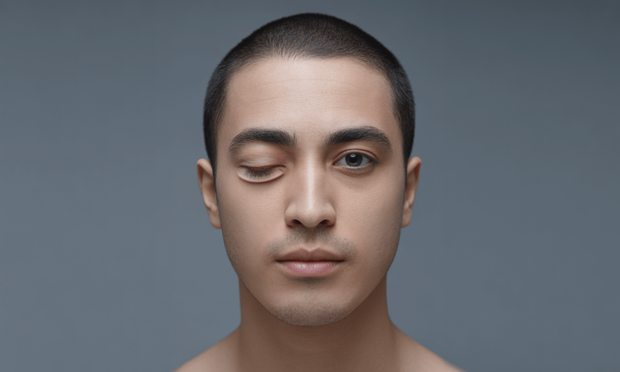 구안와사-자가진단-방법-한쪽-눈을-감은얼굴-모습