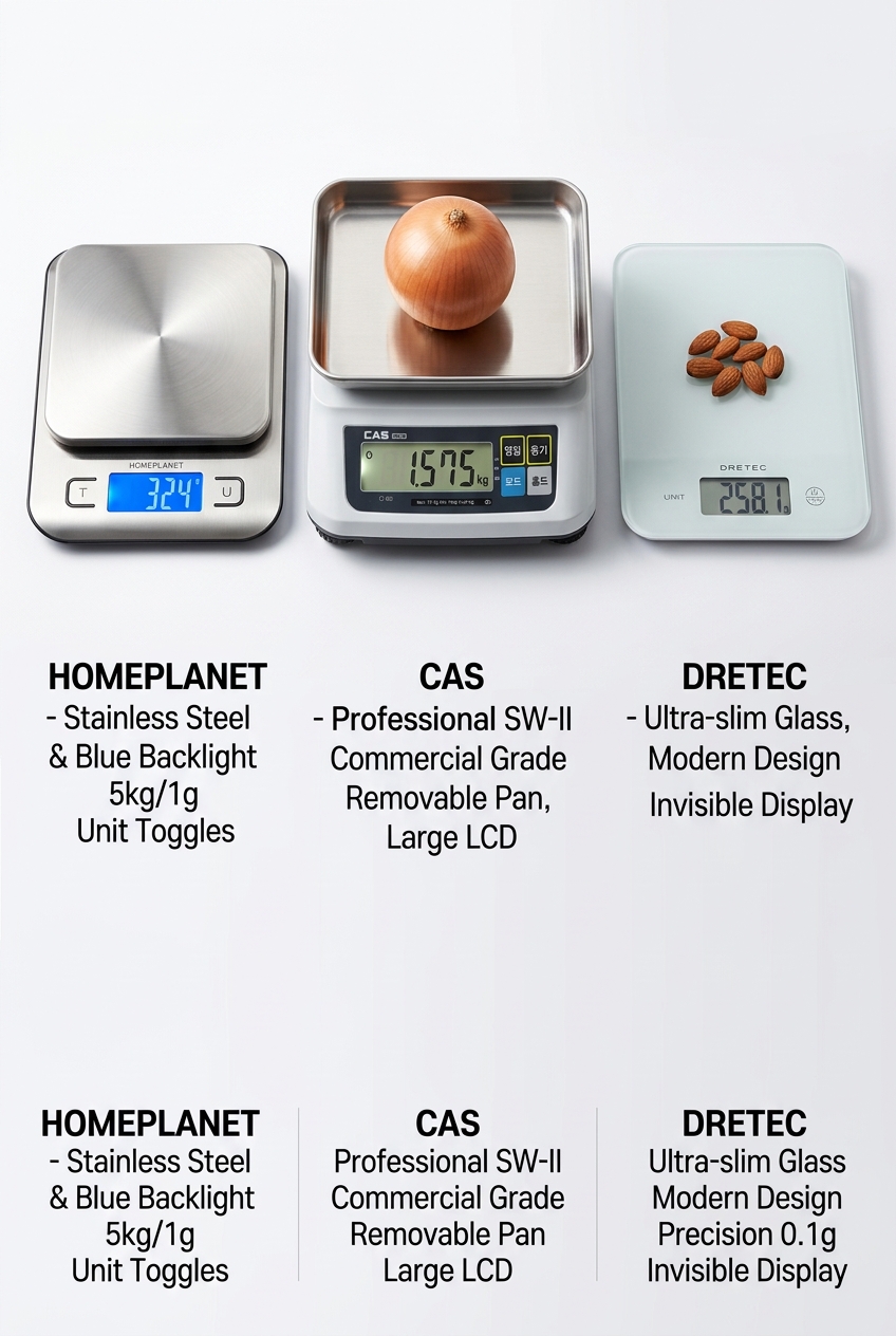 주방 전자저울 보관 수납 크기 비교