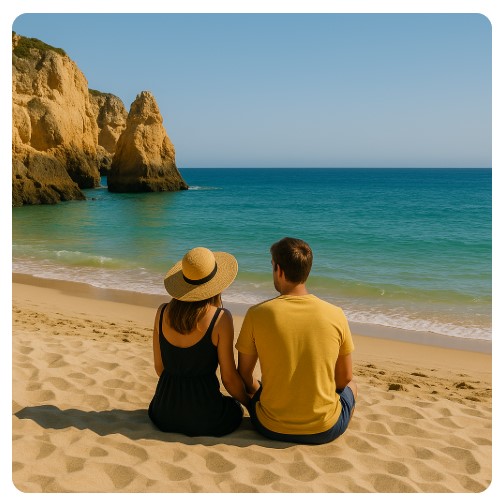 바다를 바라보는 연인 사진