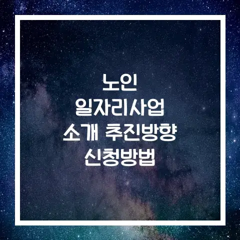 노인 일자리사업 소개 추진방향 신청방법