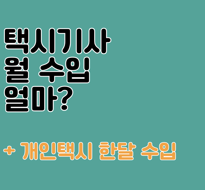개인택시 기사 한달 수입