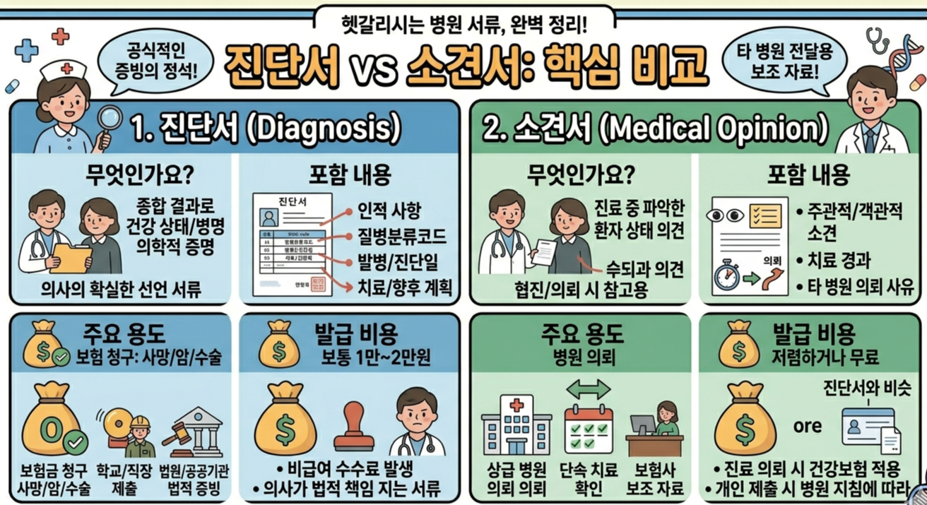진단서 VS 소견서 차이 완벽비교