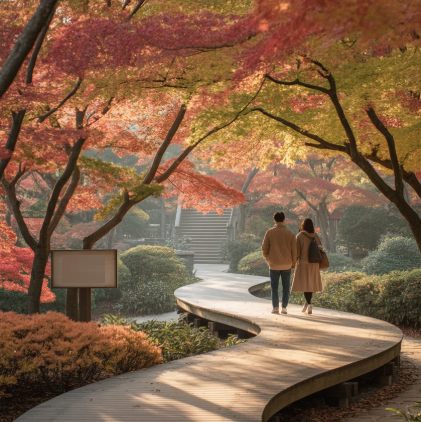화담숲 가을 단풍시즌 모노레일과 단풍나무가 어우러진 아름다운 풍경