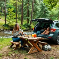 차박을 즐기는 사람들