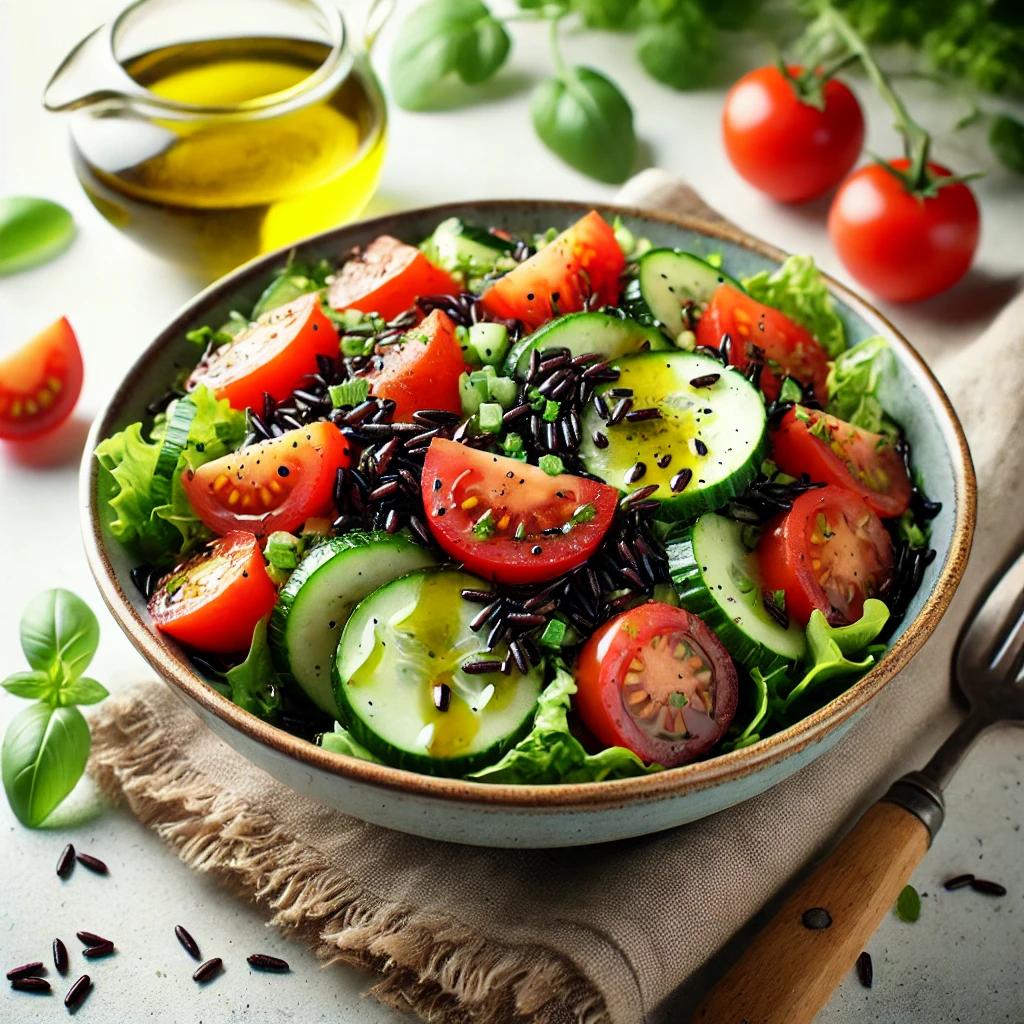 토마토 오이 흑미 샐러드 w. 올리브유 드레싱