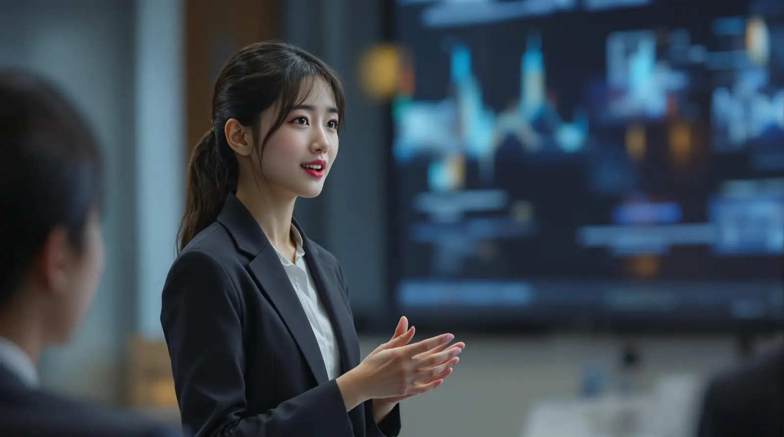 프레젠테이션 하는 여성