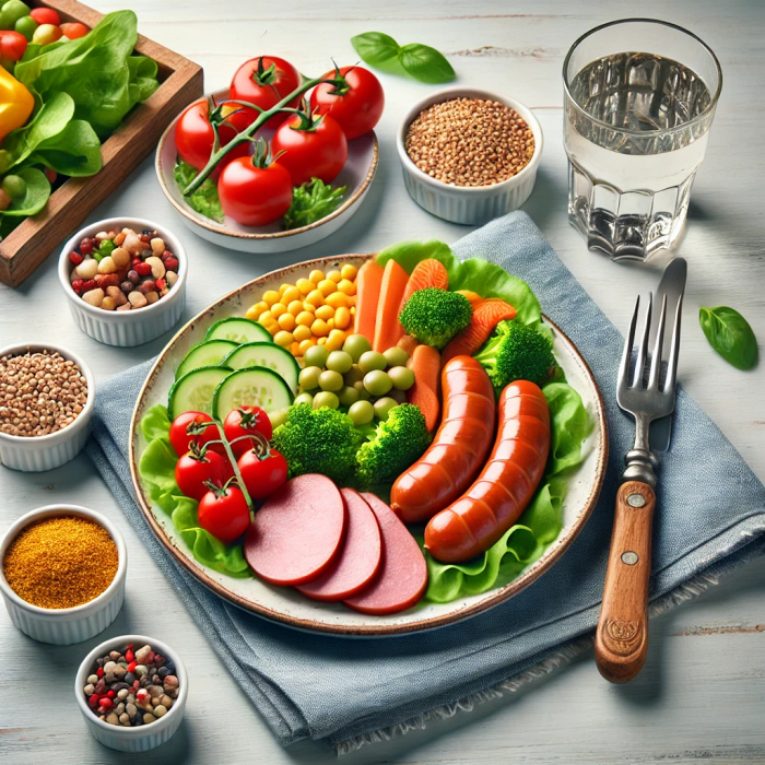 저염식으로 구성된 혈압에 좋은 식단이 차려진 식탁 이미지