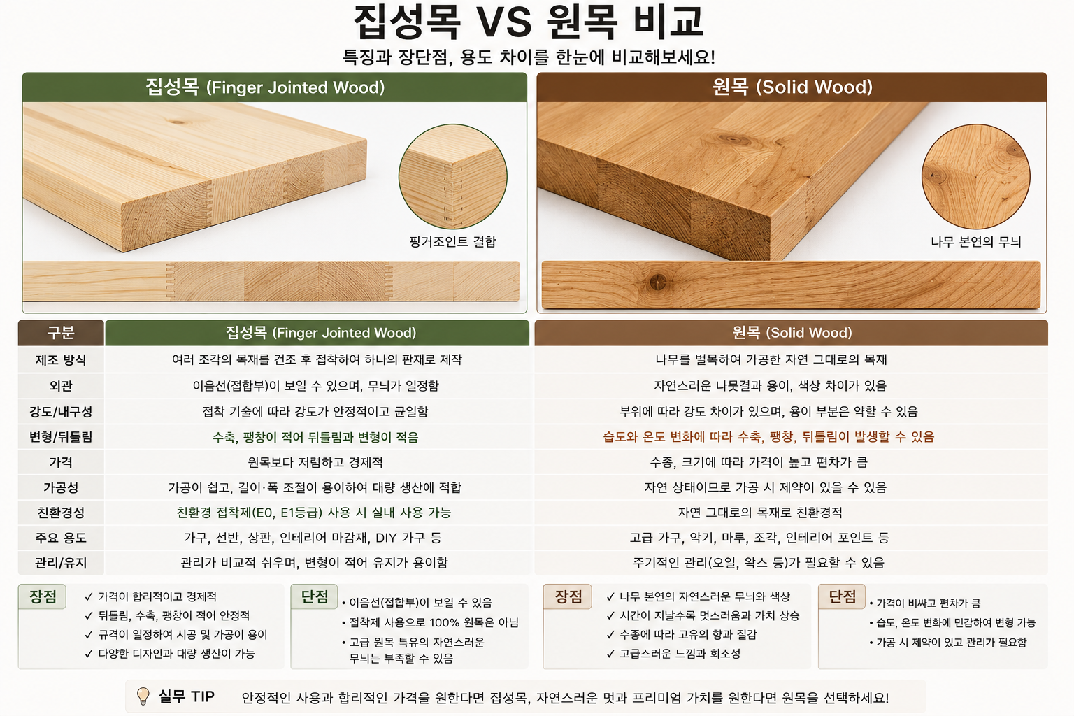 집성목과 원목은 무엇이 다를까