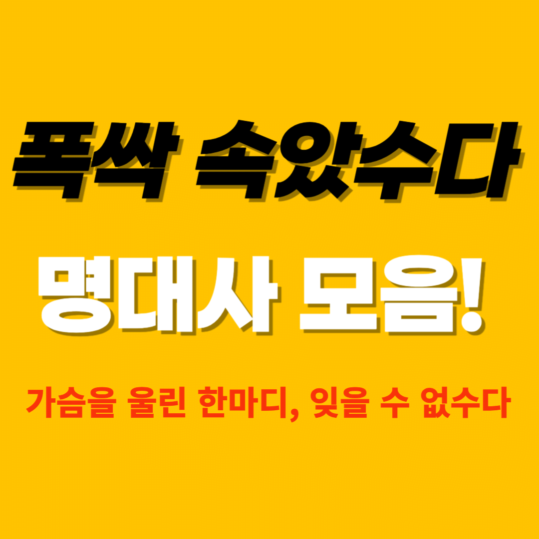 폭싹 속았수다 명대사 및 인생대사 총정리