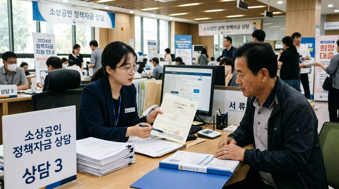 소상공인이 대출을 상담하고 있는 장면