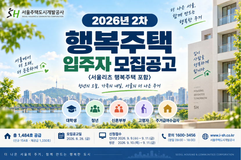 2026년 2차 SH 행복주택 모집공고 총정리｜1,484호 신청자격&middot;공급단지&middot;청약일정메타 설명