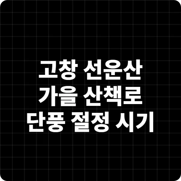 고창 선운산 가을 산책로 완벽 가이드｜2025년 단풍 절정 시기 확인