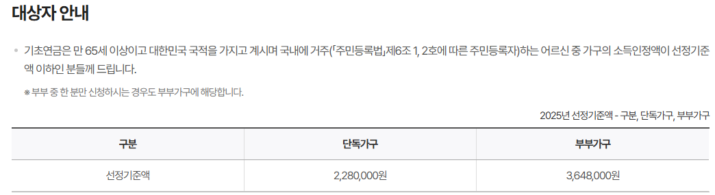 기초연금 수급자격