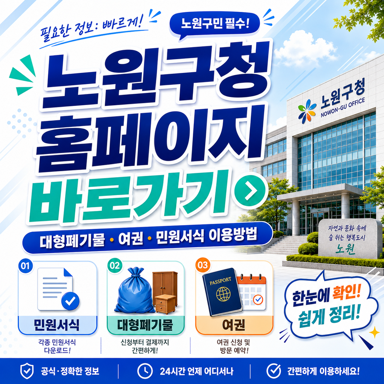 노원구청 홈페이지 바로가기｜대형폐기물&middot;여권&middot;민원서식 이용방법