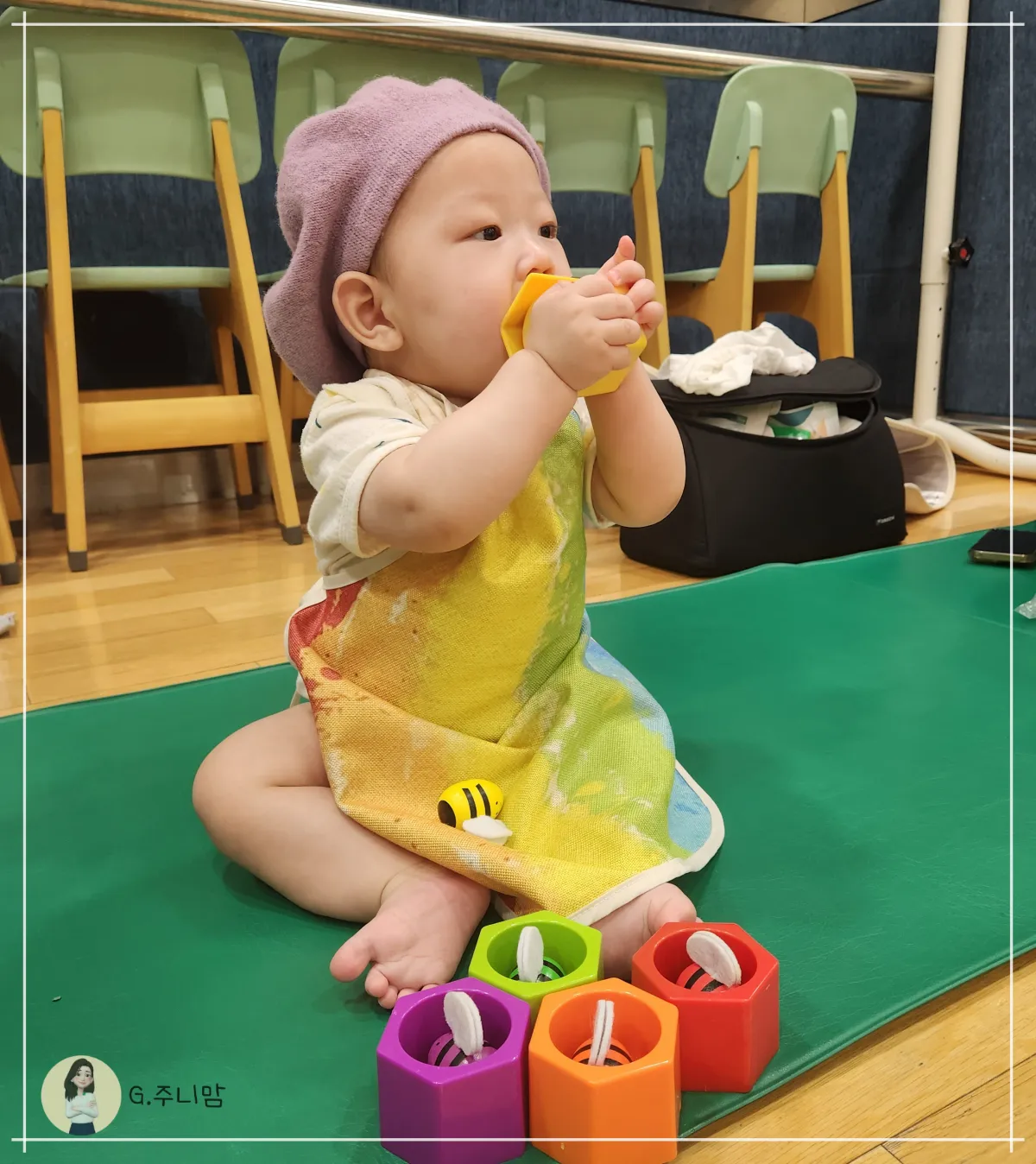 문화센터-수업-미술가-복장-아기