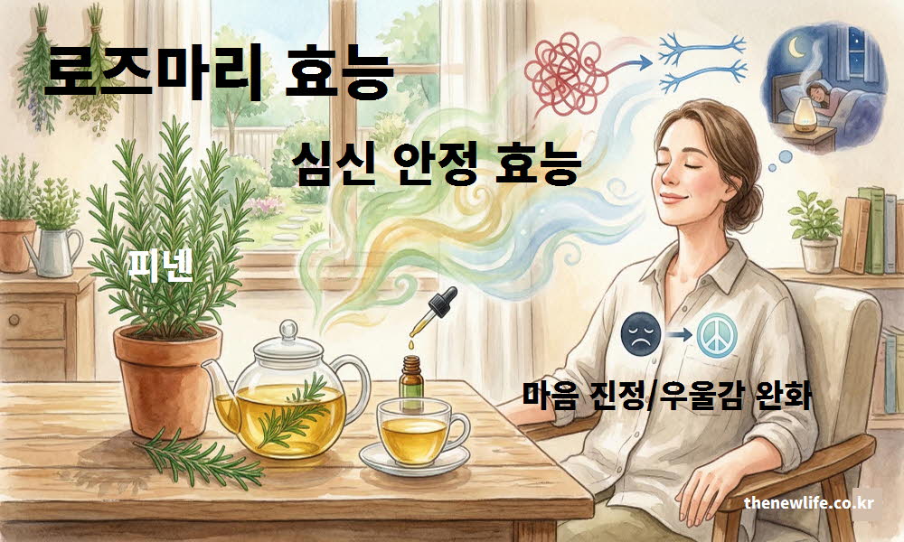 로즈마리 차 효능의 심신 안정을 설명하는 이미지