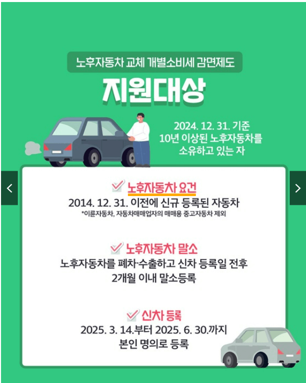 노후자동차 신차 개별소비세 감면 신청 방법 절차 기간