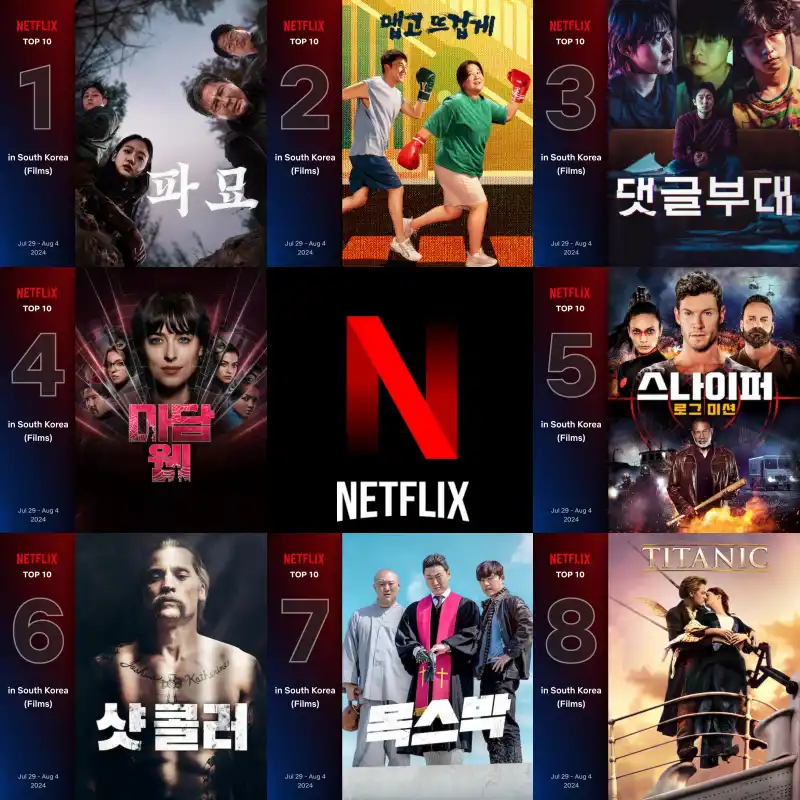 2024년 8월 1주 차 넷플릭스 영화 추천 순위