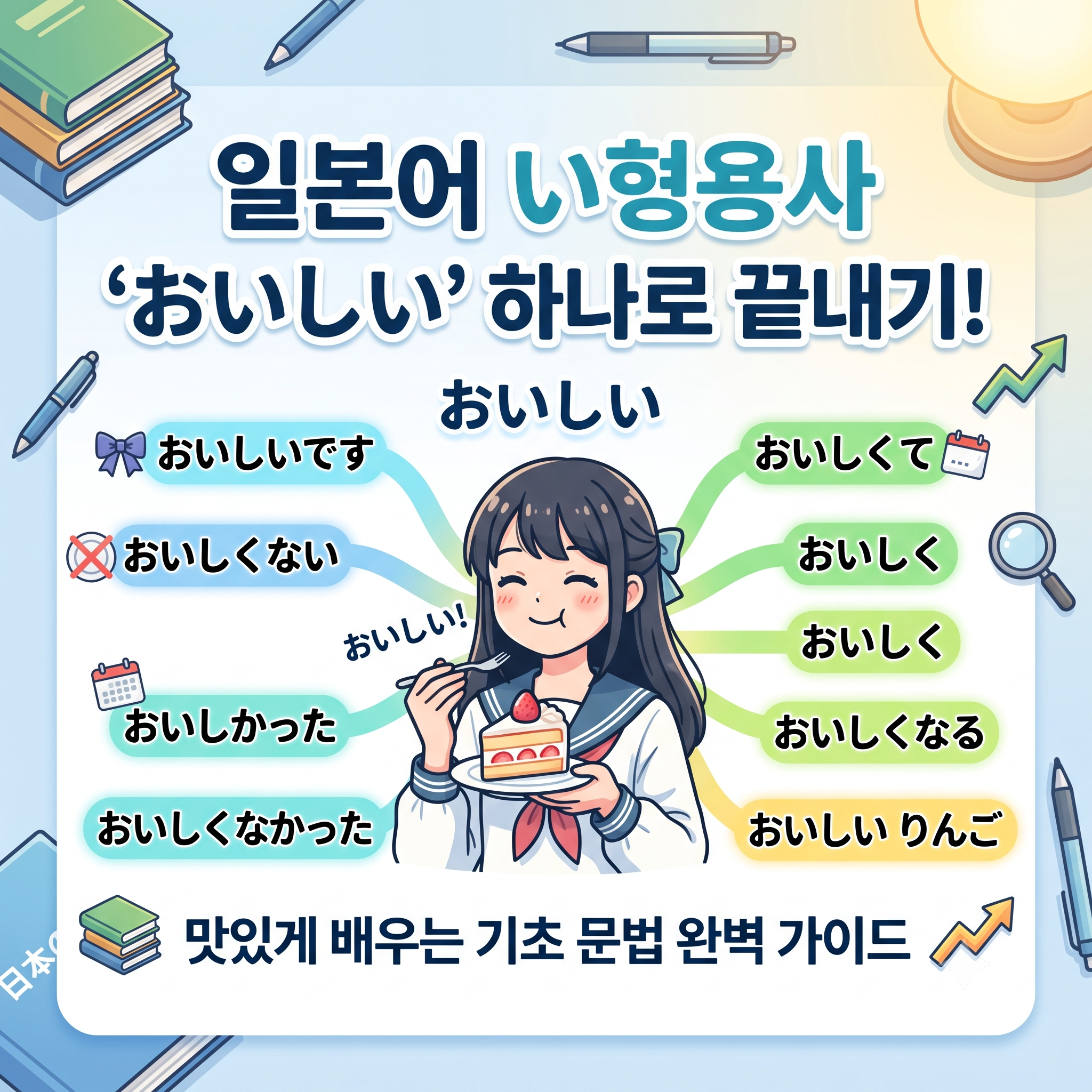 일본어 い형용사 완벽 정리: 'おいしい' 하나로 끝내는 활용법