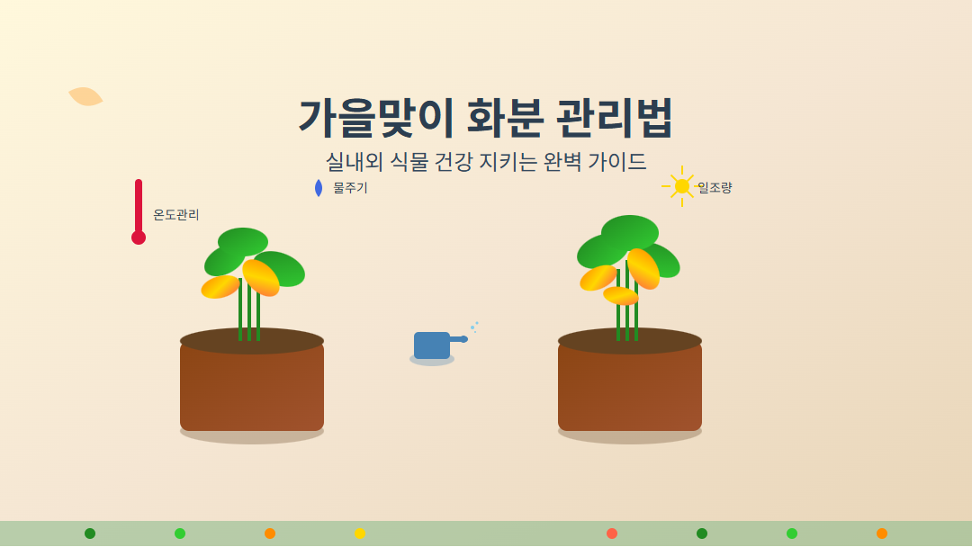 "가을 화분 관리법 완벽 가이드 - 실내외 식물 건강 관리 방법을 보여주는 썸네일 이미지"
