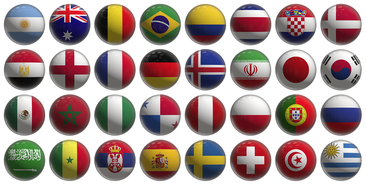월드컵 참가 국가를 동그라미로 보여주는 사진입니다.