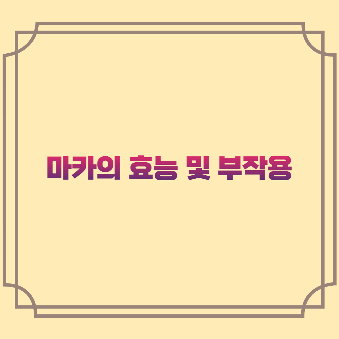 마카의 효능 및 부작용