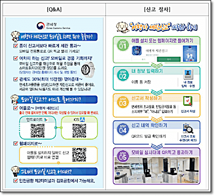 모바일 휴대품 전자신고 사용방법
