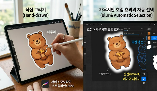 프로크리에이트로 스티커 테두리 만들기 이미지