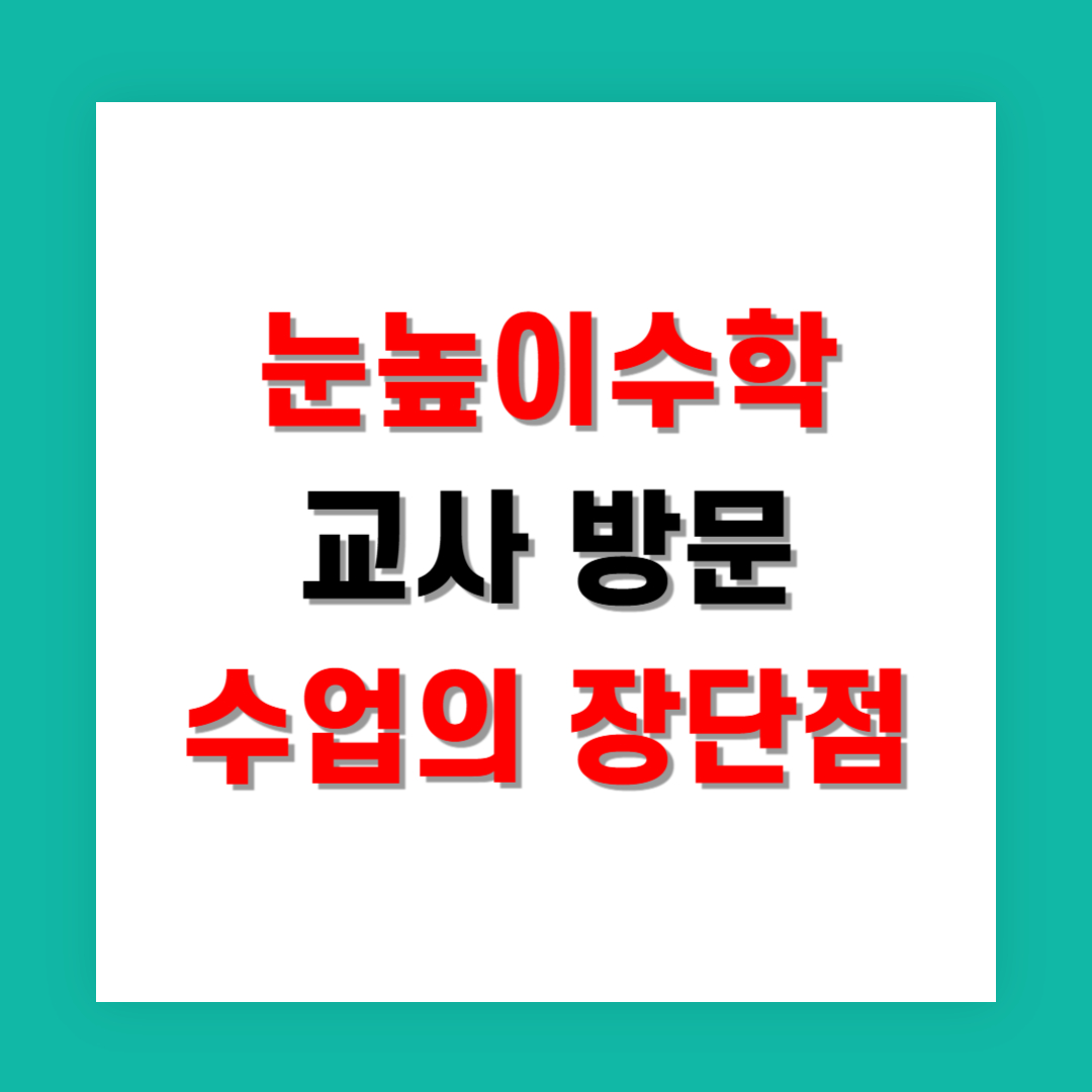 눈높이수학 교사 방문 수업의 장단점