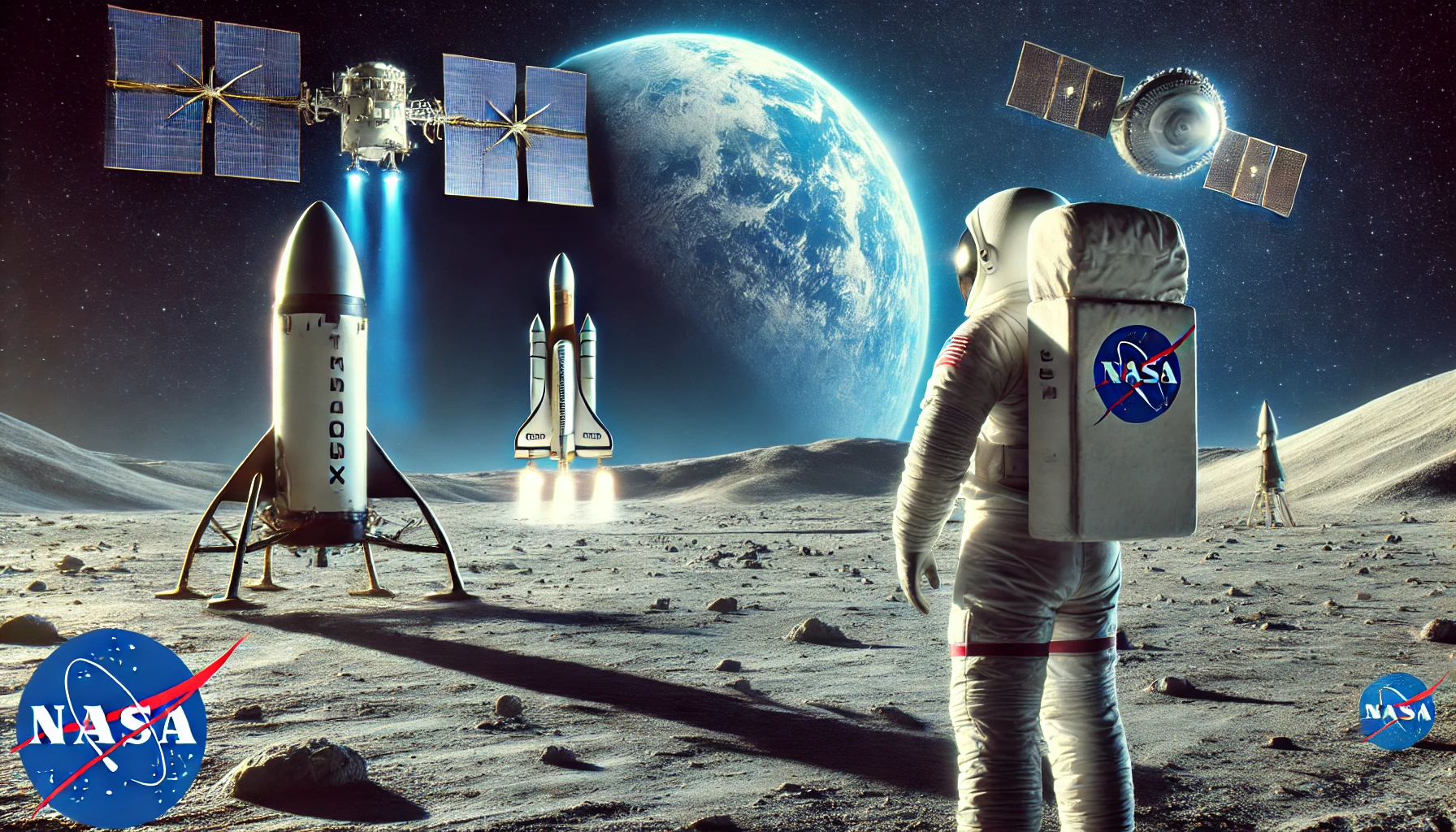 A NASA astronaut stands on the Moon