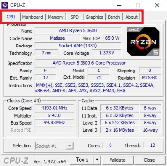 CPU-Z를-사용하여-CPU-사양을-확인하는-사진