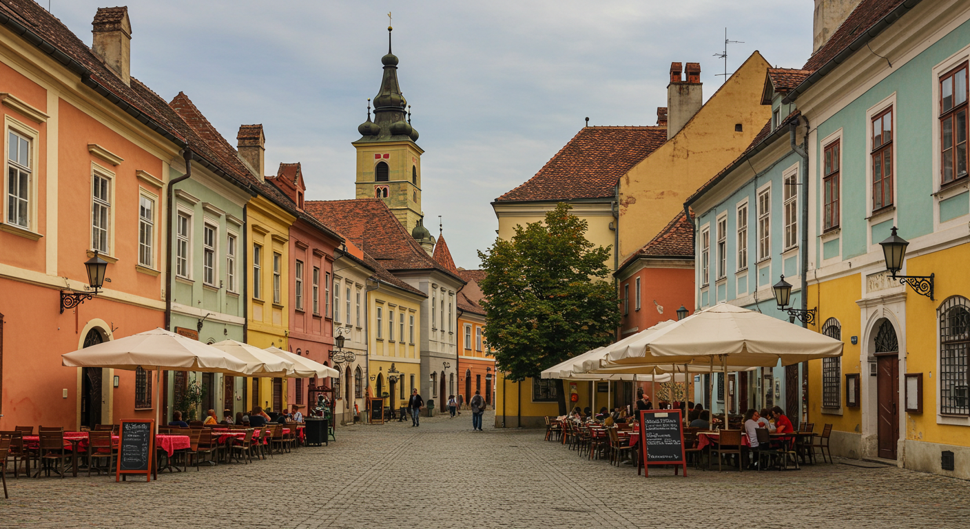 루마니아 시에비우의 구시가지 풍경