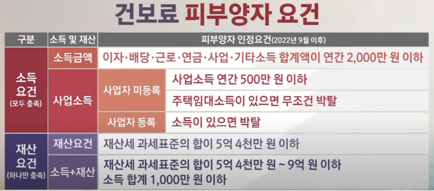 건강보험 피부양자 요건