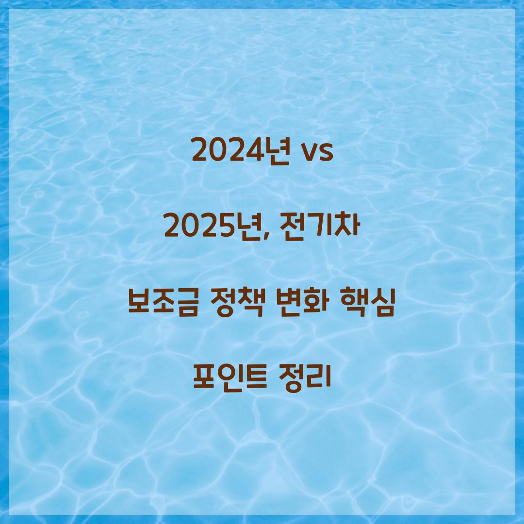 2024년 vs 2025년: 전기차보조금 정책 변화 포인트