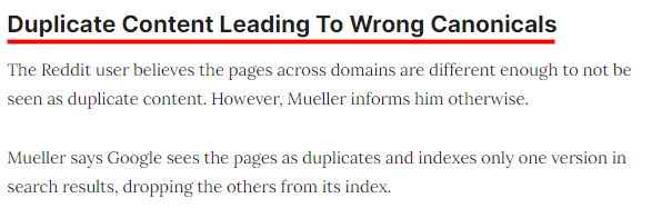 잘못된 표준으로 이어지는 중복 콘텐츠 이미지