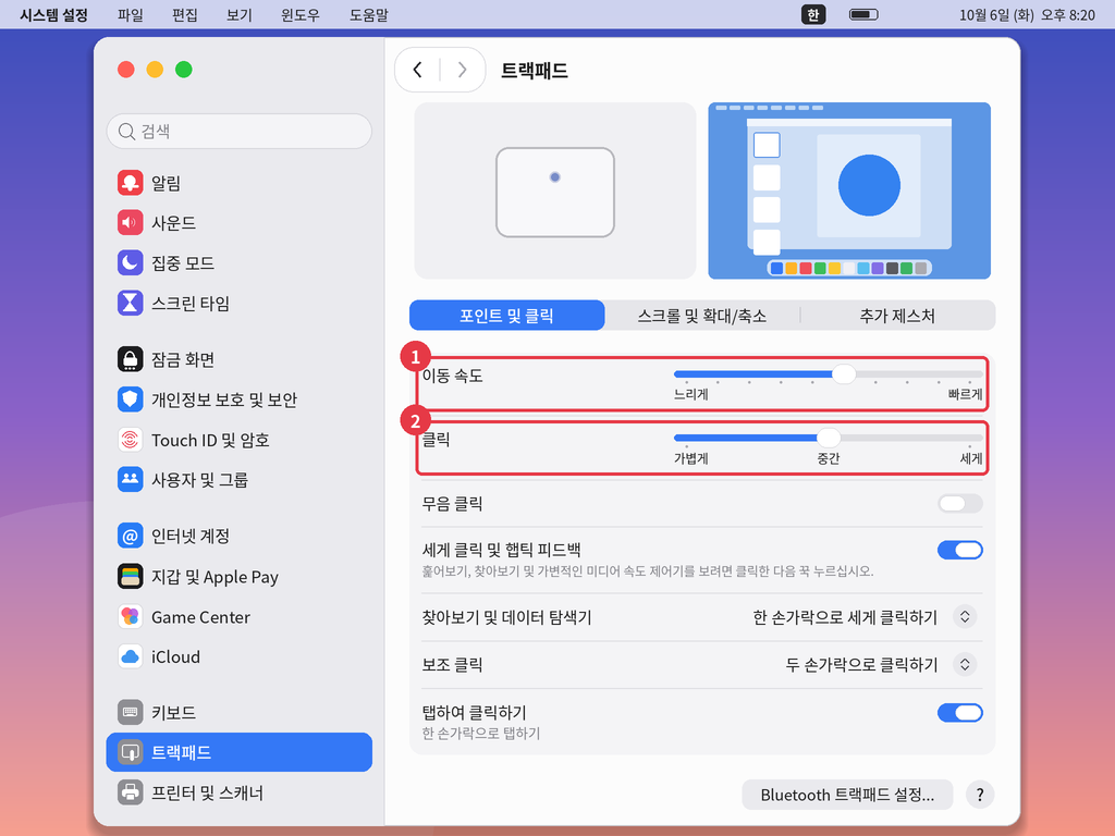 트랙패드 이동 속도 최적화