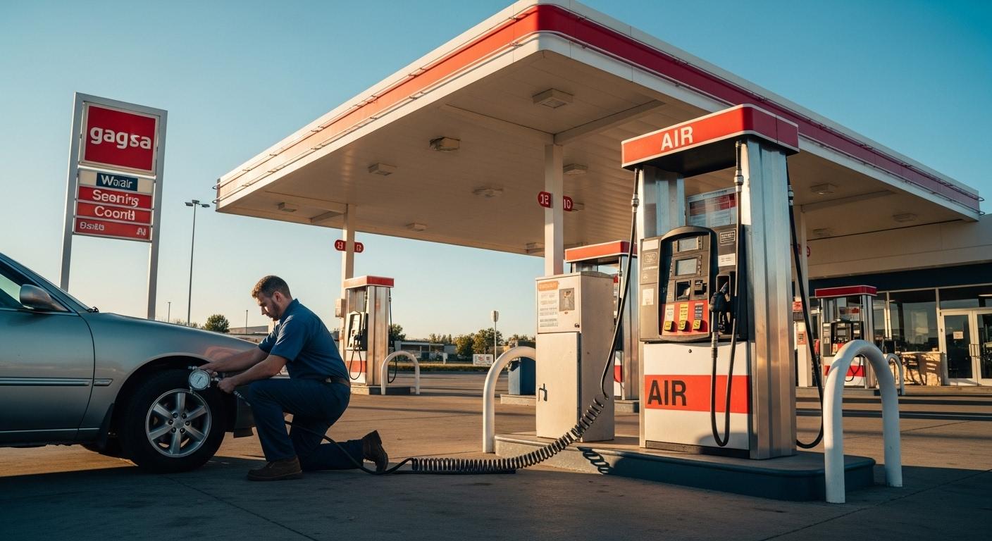 자동차 공기압 넣는 주유소