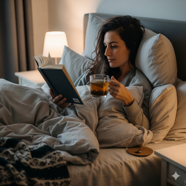 허브티를 마시고 있는 여성/gemini